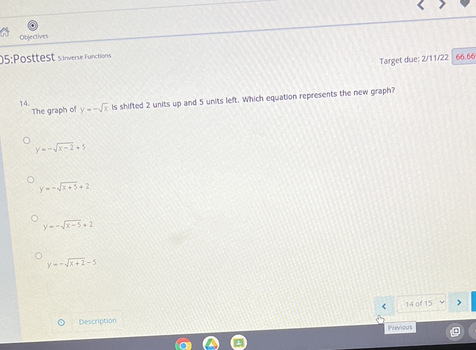 Objectives 05:Posttest 5:Inverse Functions Target