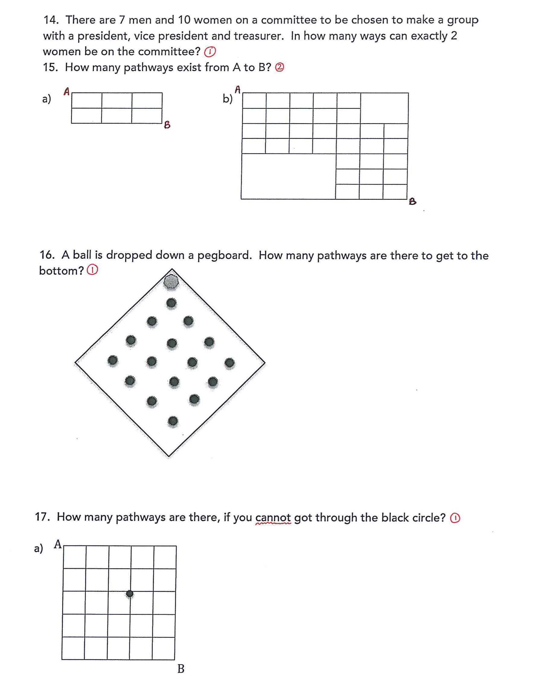 14. There are 7 men and 10 women on a committee