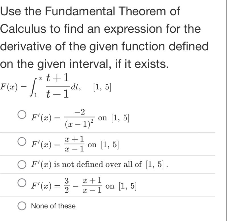 Use the Fundamental Theorem of Calculus to find