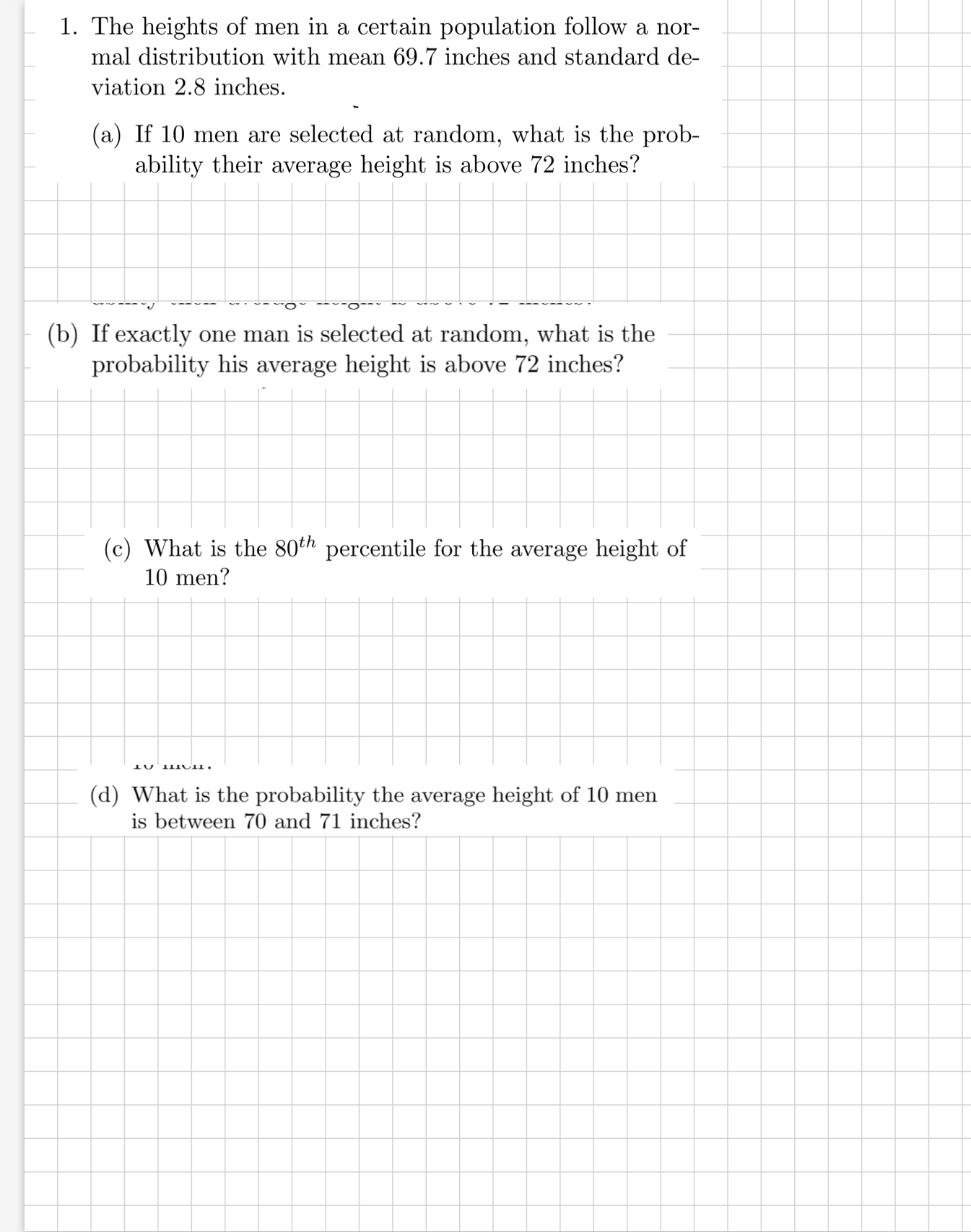 1. The heights of men in a certain population