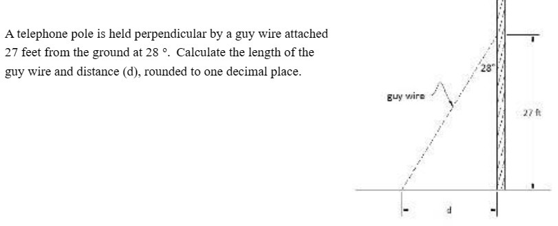 A telephone pole is held perpendicular by a guy