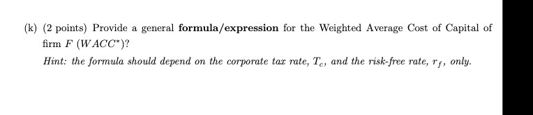 (k) (2 points) Provide a general