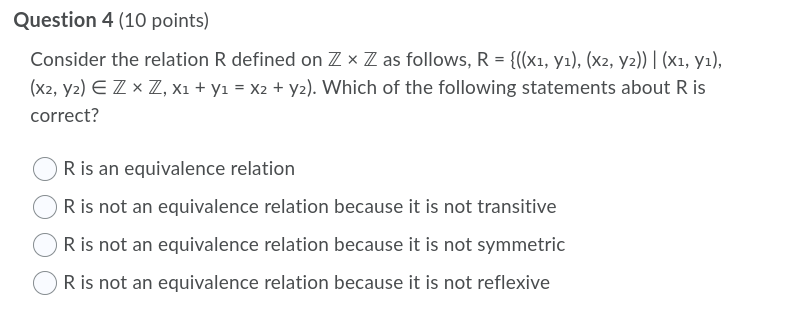Question 41110 points] Consider the relation R