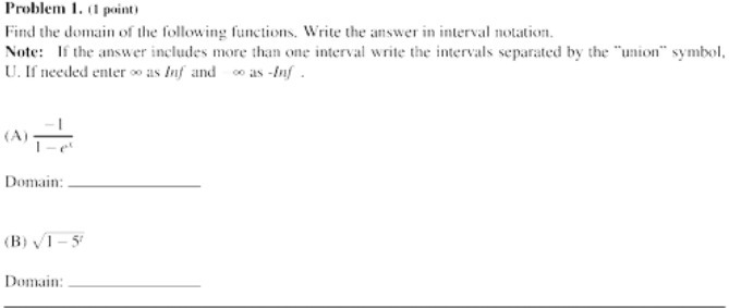 Problem 1. (1 point) Find the domain of the