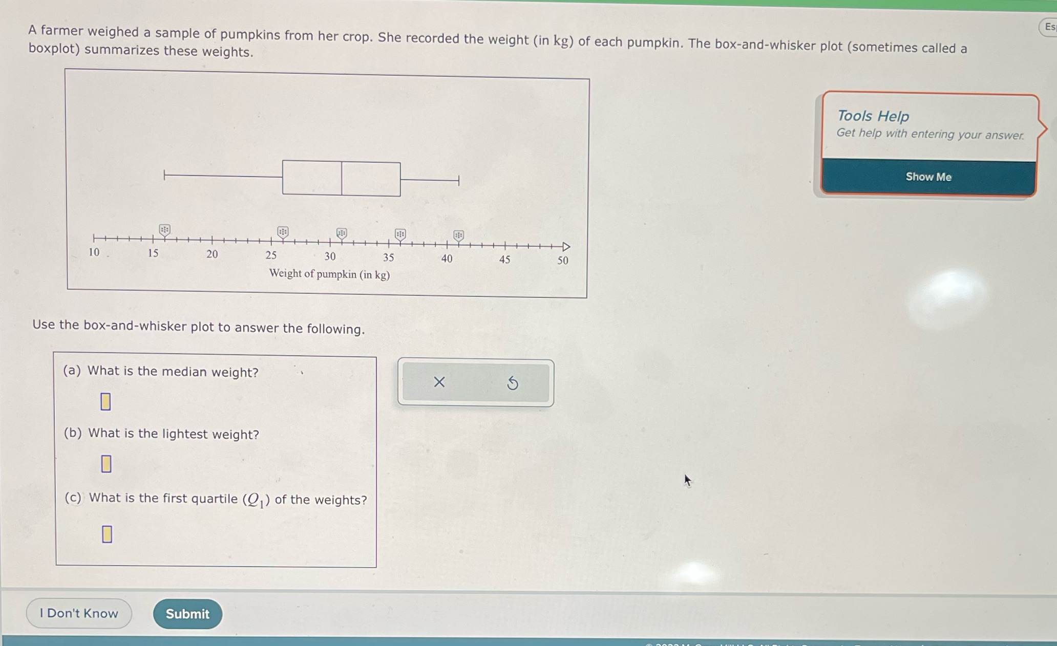 Maths A farmer weighed a sample of pumpkins from