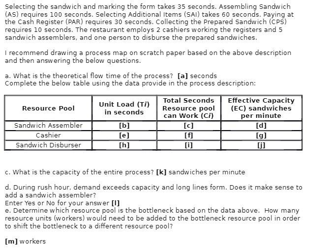 Selecting the sandwich and marking the form takes