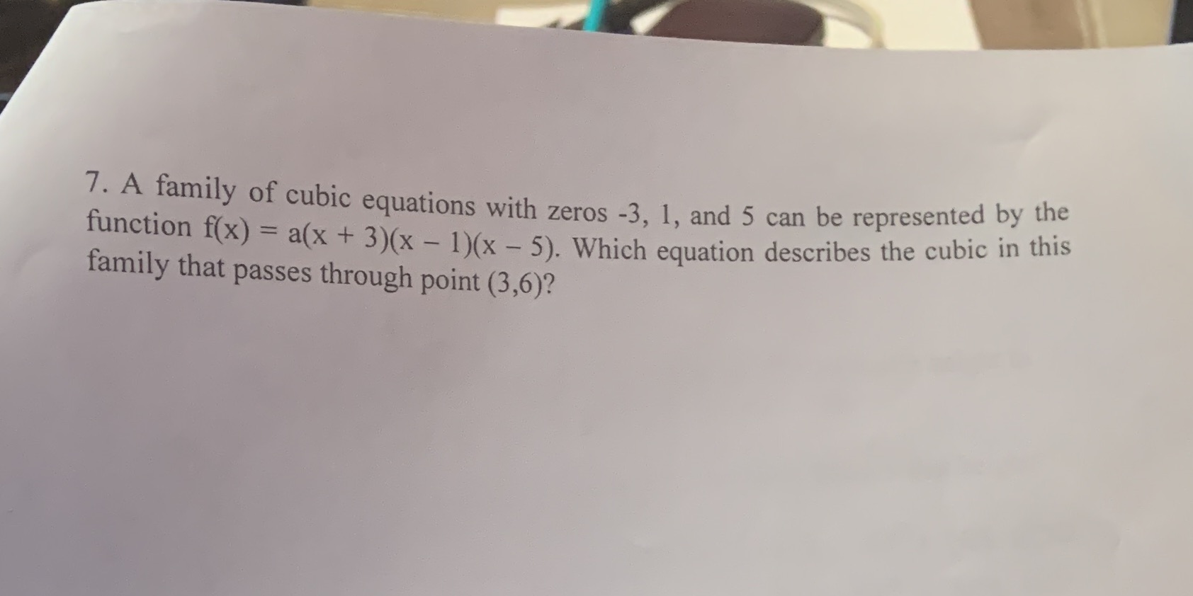 7. A family of cubic equations with zeros -3, 1,