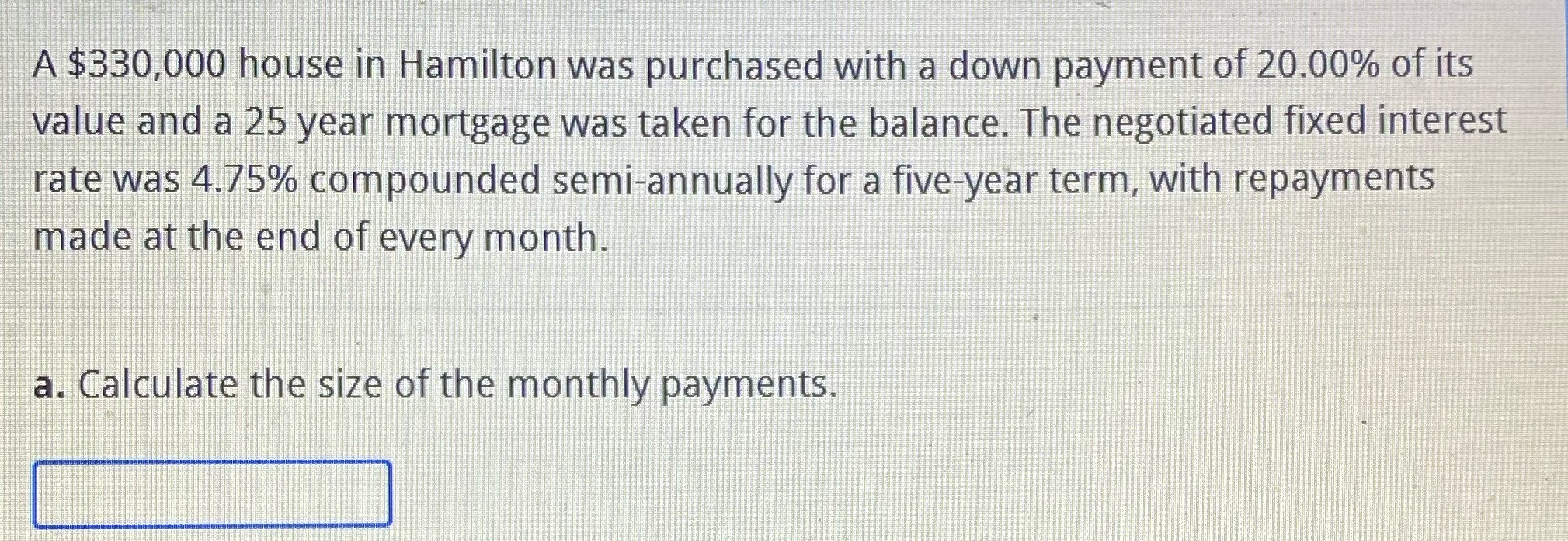 A $330,000 house in Hamilton was purchased with a