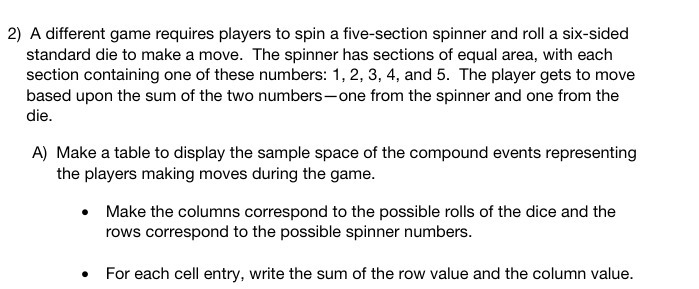 2} A different game requires players to spin a