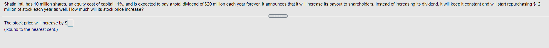 Shatin Intl. has 10 million shares, an equity