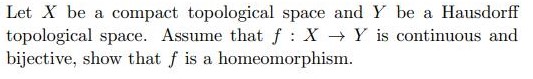 Let X be a compact topological space and Y be a