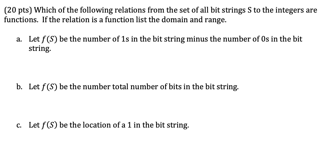 Which of the following relations from the set of