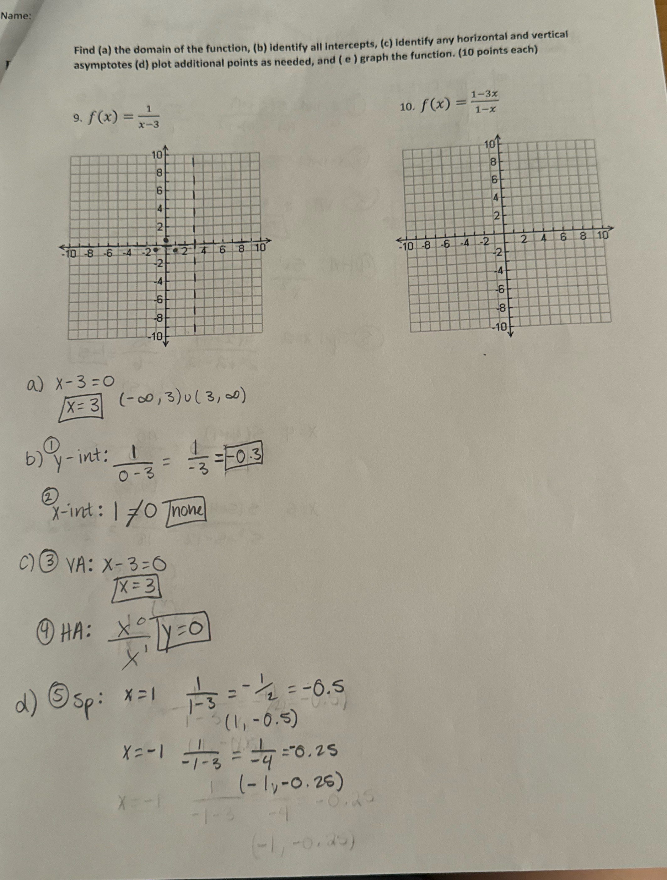 need help on question #9 please Name: Find (a)