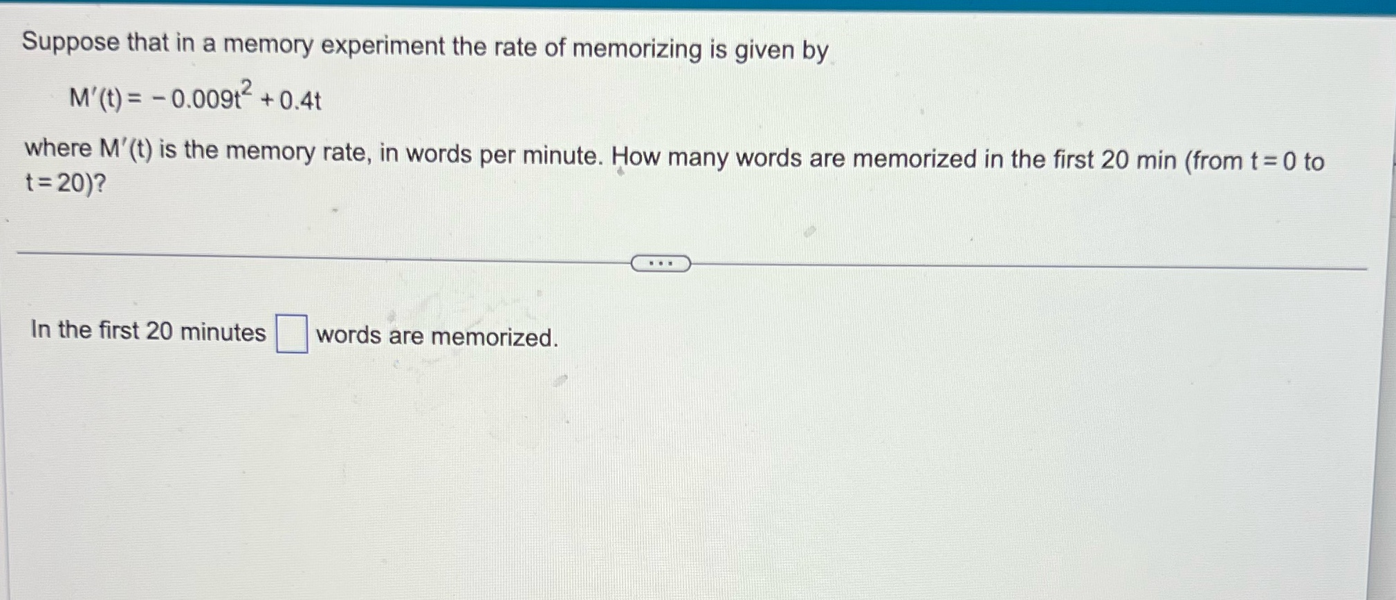 Suppose that in a memory experiment the rate of