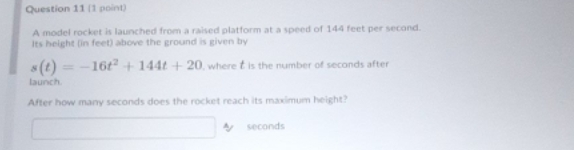 maths question Question 11 [1 point) A model