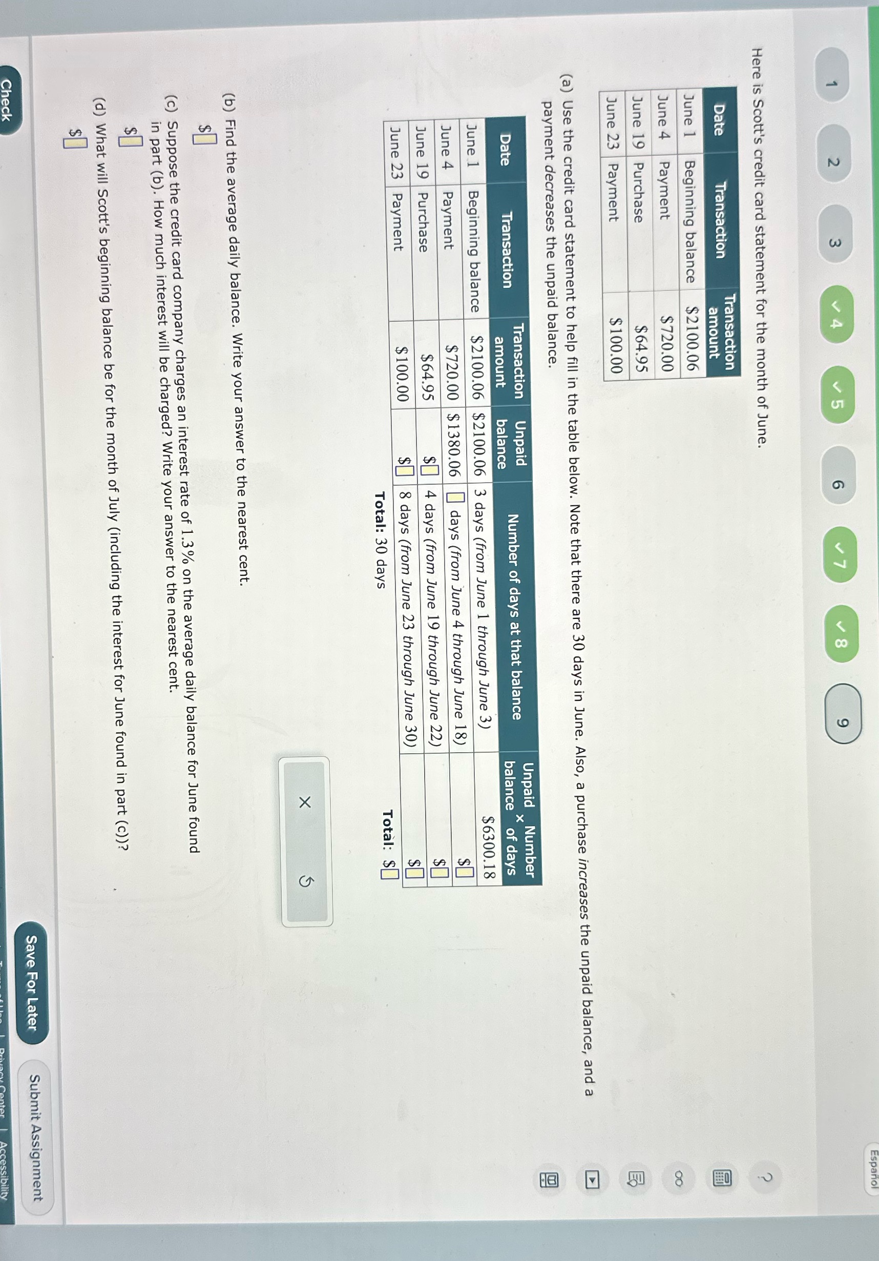 N 4 v 5 1 7 V 8 Here is Scott's credit card