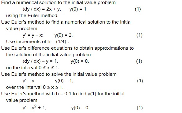 Euler's Method and Modified Euler's Method: Find