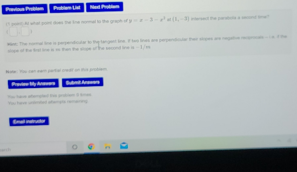 any help is appreciated Previous Problem Problem