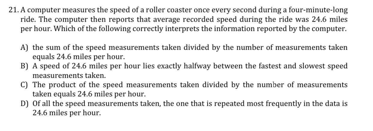 21. A computer measures the speed of a roller