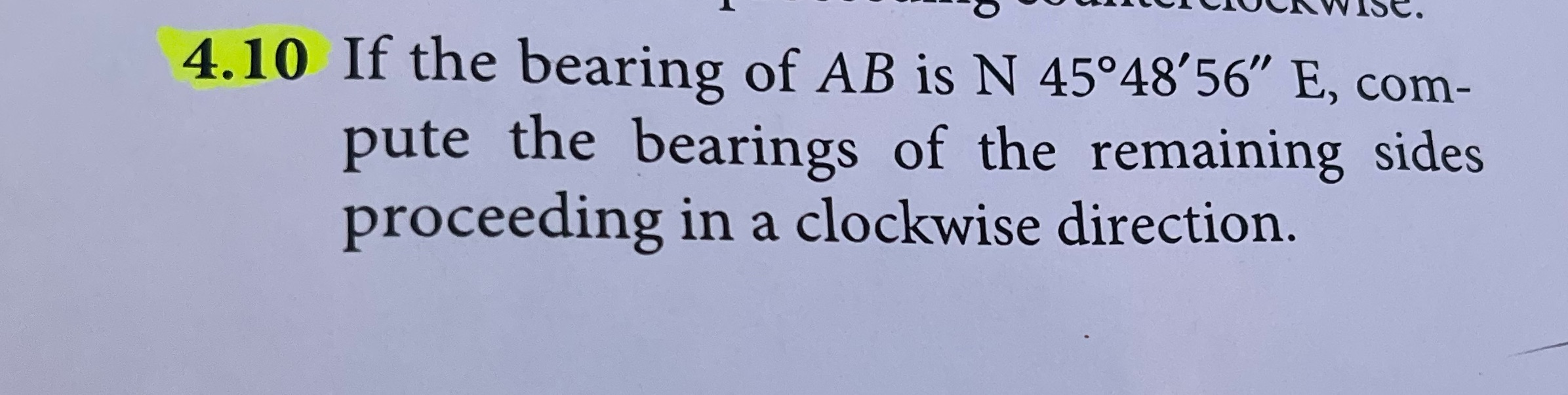NIOC. 4.10 If the bearing of AB is N