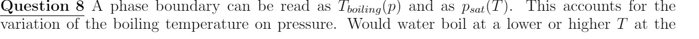 Question 8 A phase boundary can be read as