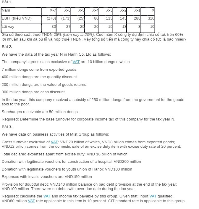 Bai 1. Nam Lai vay loi nhuan sau khi da bu lo va