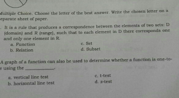 assessment 11 Multiple Choice. Choose the letter