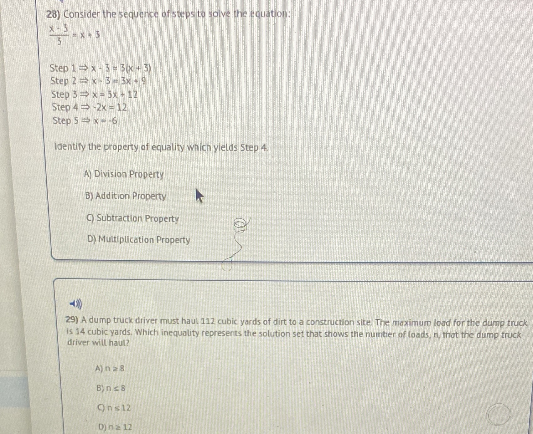 28) Consider the sequence of steps to solve the