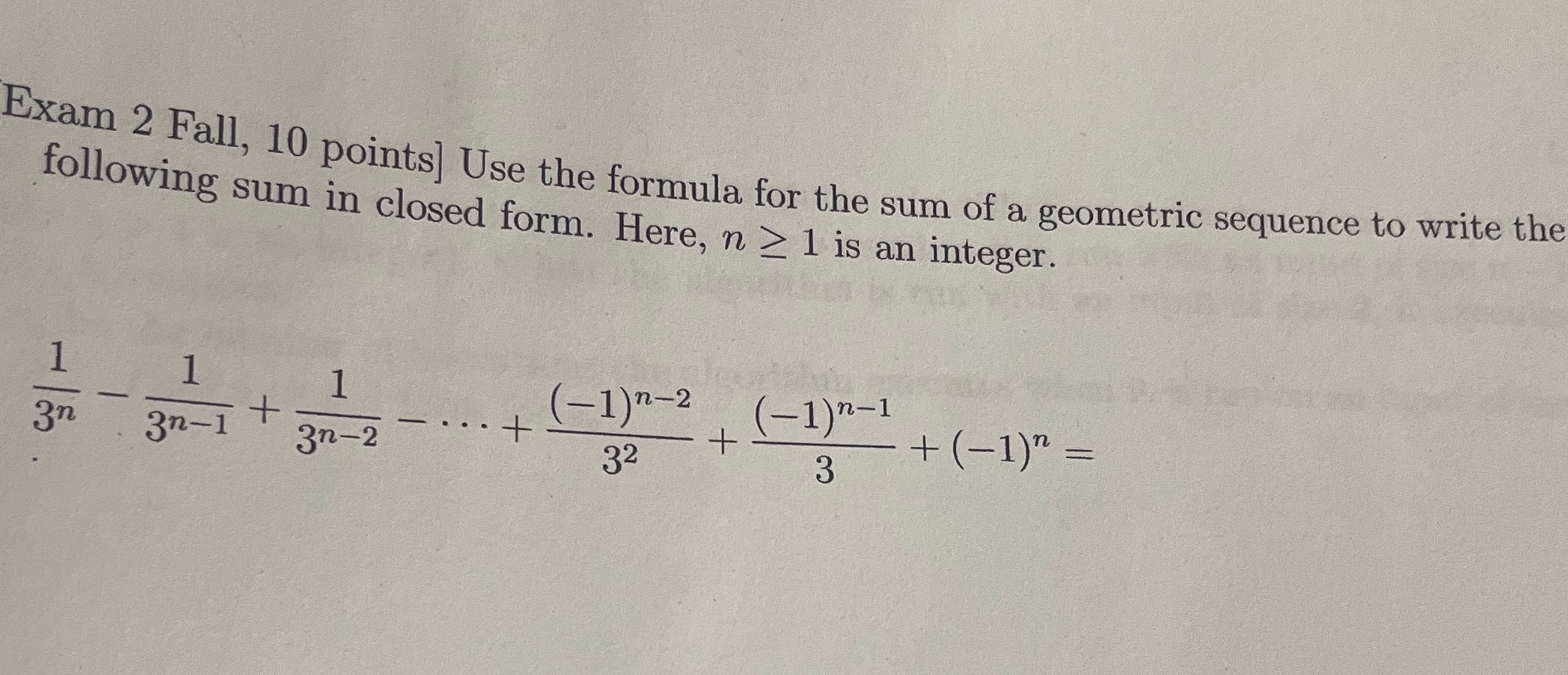 Exam 2 Fall, 10 points Use the formula for the