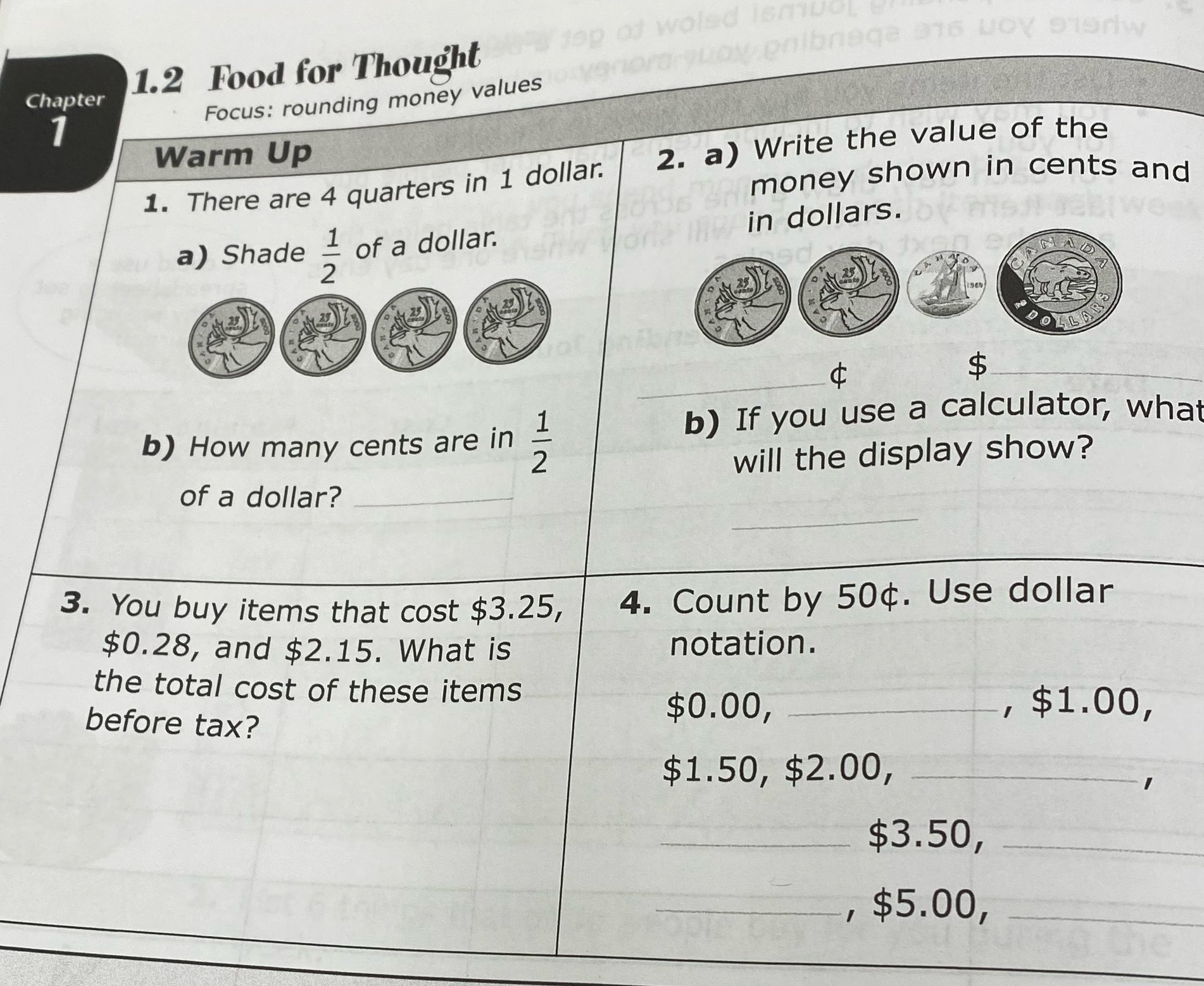 1.2 Food for Thought Chapter Focus: rounding