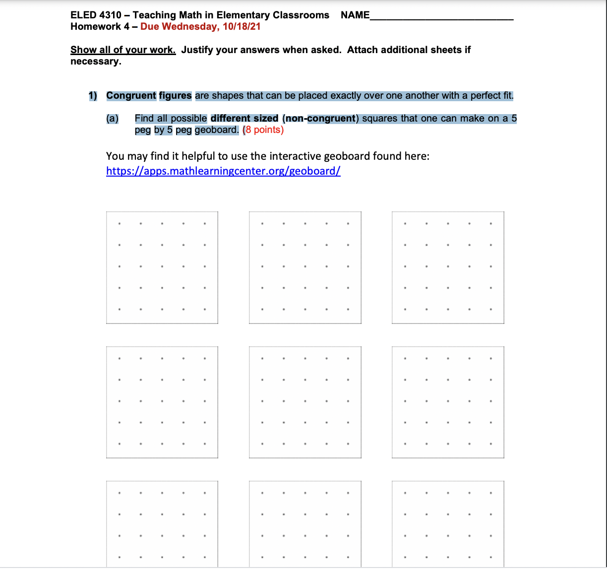 ELED 4310 - Teaching Math in Elementary