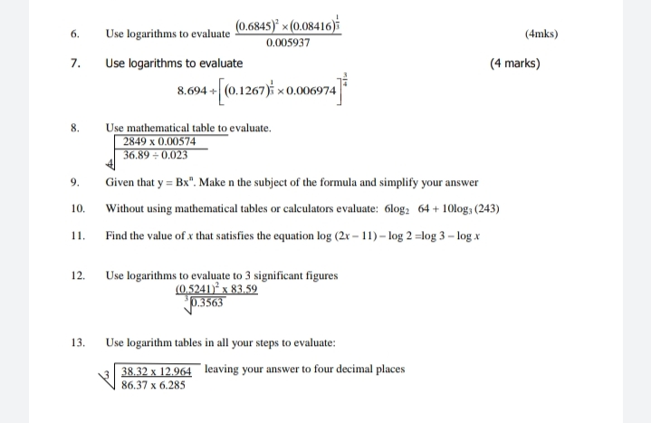 COMMON LOGARITHMS. ANSWERS ASAP . NO HANDRWRITEN