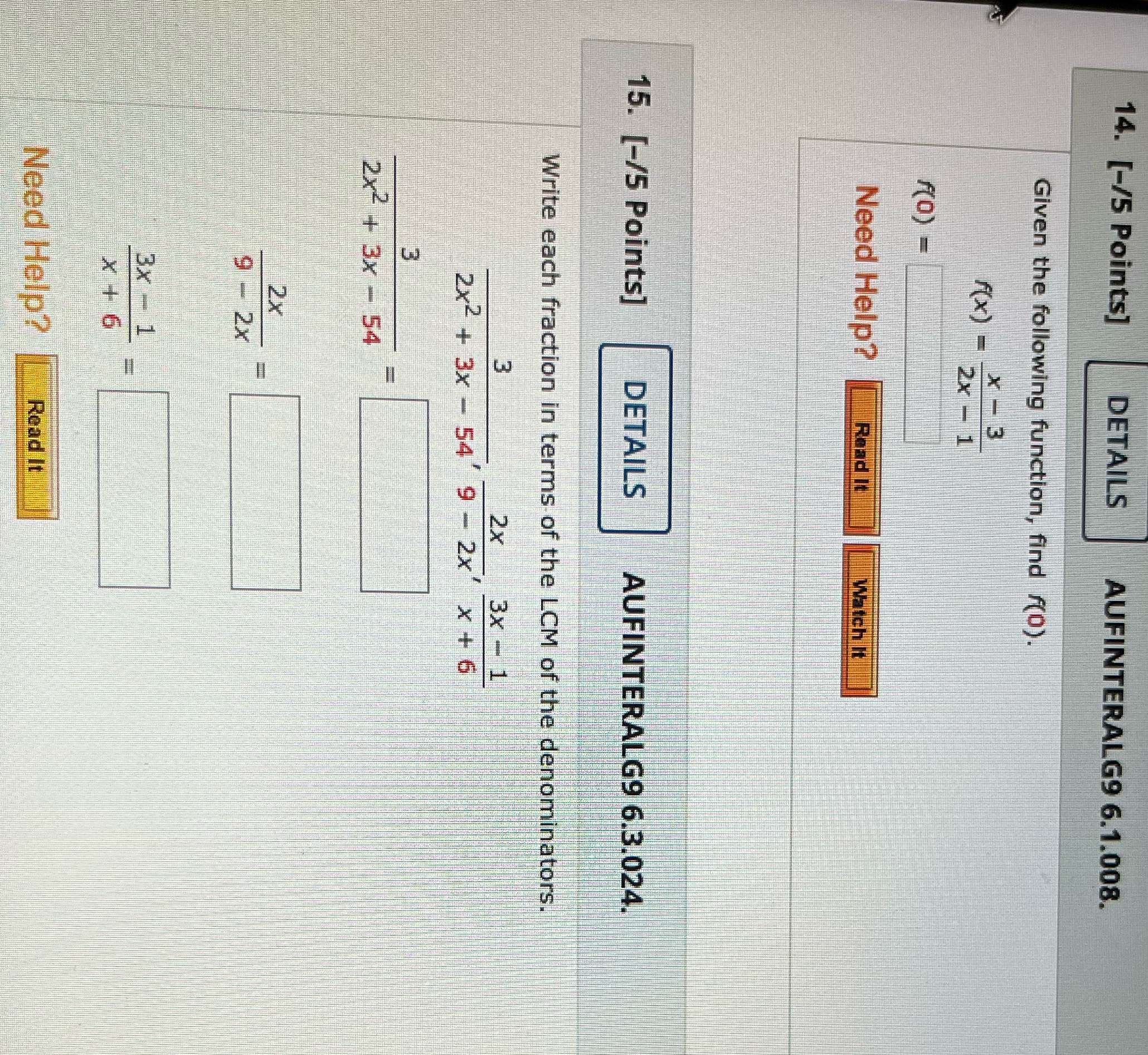14. [-/5 Points] DETAILS AUFINTERALG9 6.1.008.