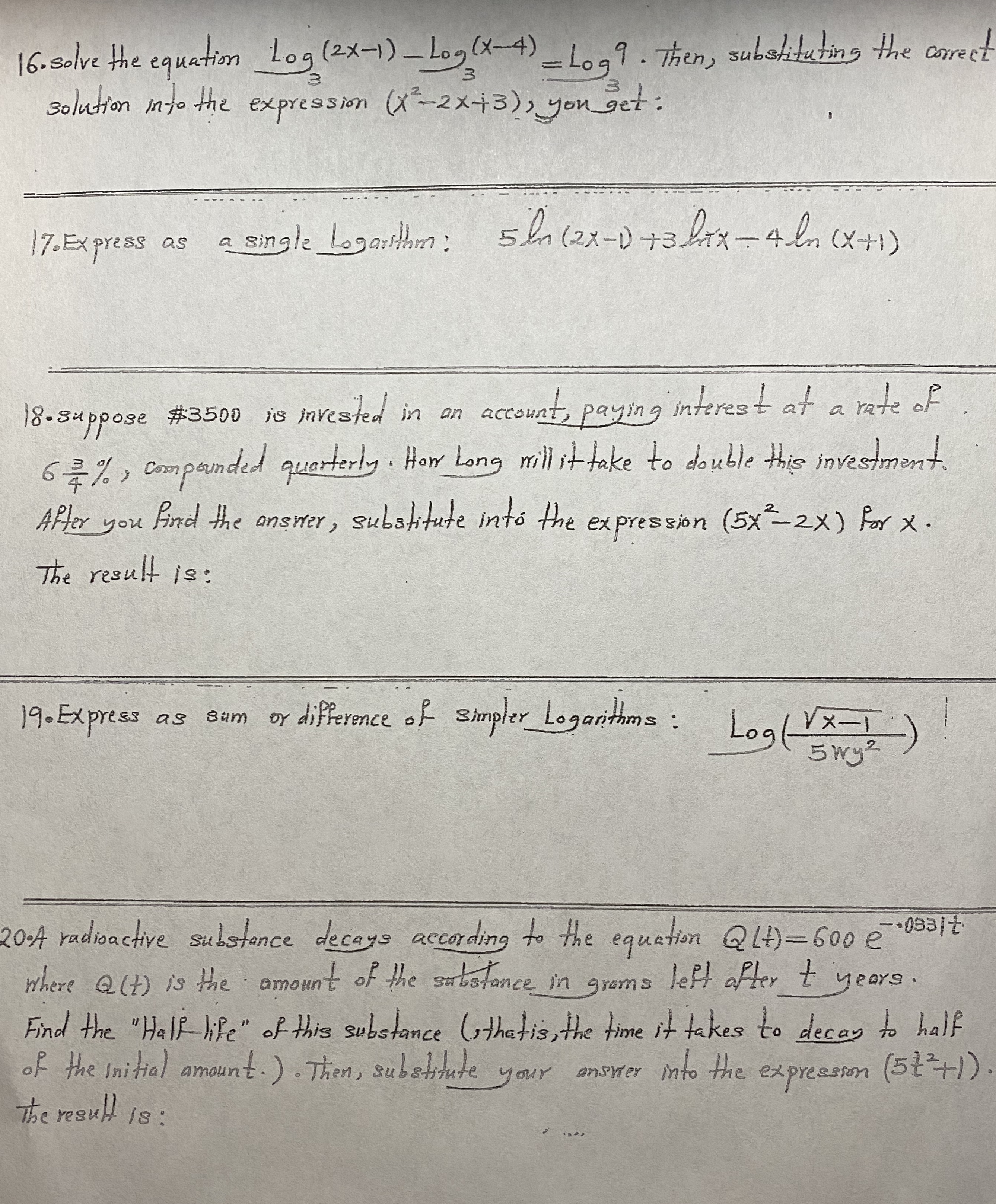 Just number 17 & 20 I got 2 completely different