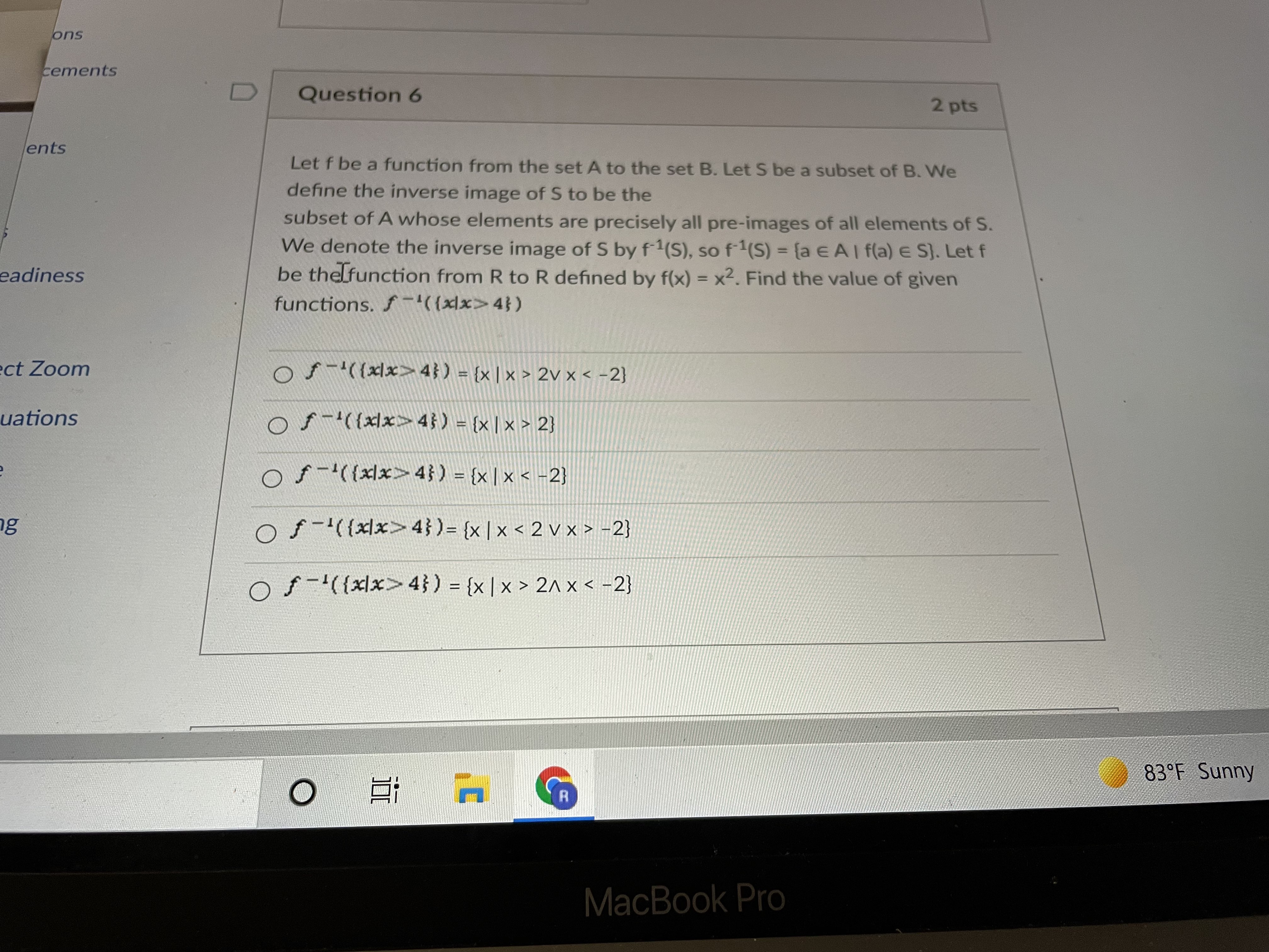 ons cements D Question 6 2 pts ents Let f be a