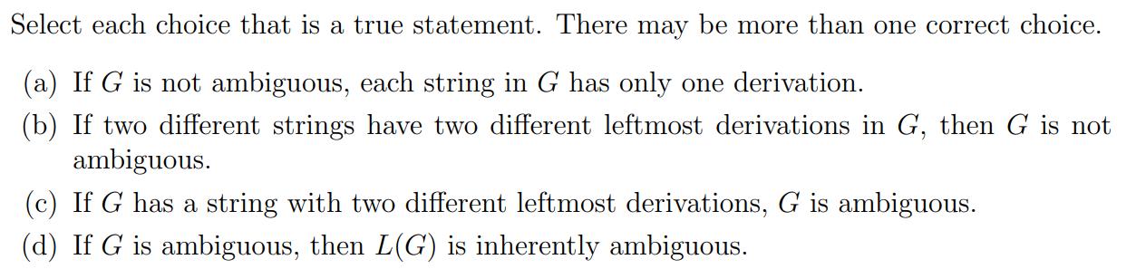 Select each choice that is a true statement.