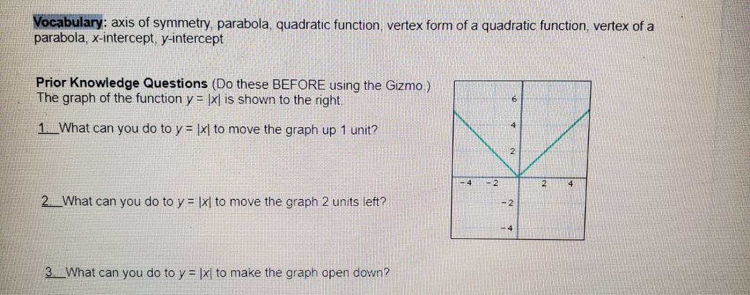 from 1 to 3 Vocabulary: axis of symmetry,