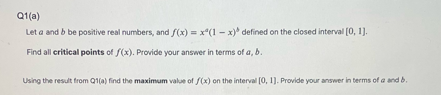 Pls see image. Q1(a) Let a and b be positive real