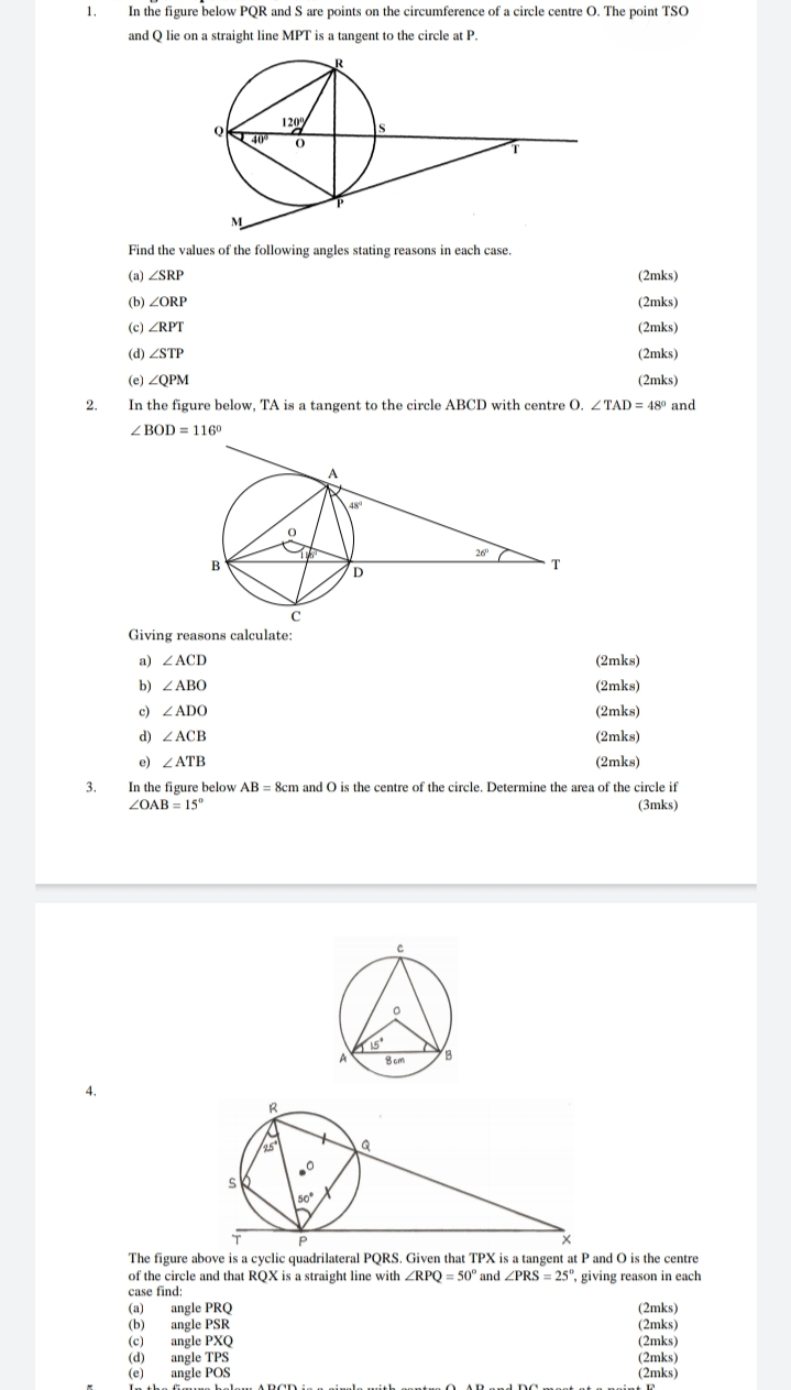ANGLE PROPERTIES ANSWER ALL QUESTIONS 1. In the