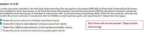 lueation 13 of 20. prime contractor included in