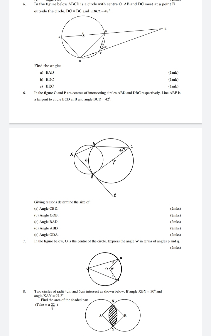 ANGLE PROPERTIES ANSWER ALL QUESTIONS 1. In the