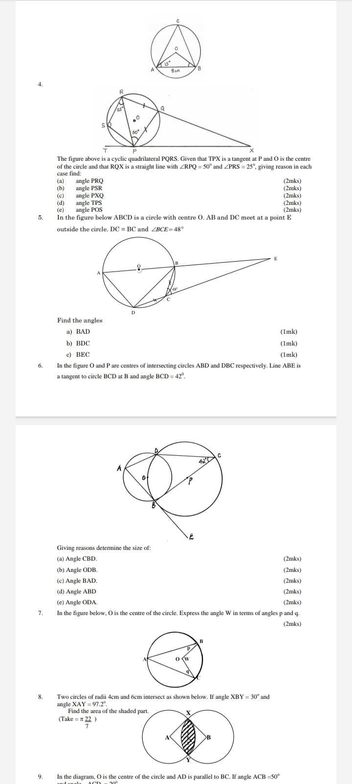 ANGLE PROPERTIES ANSWER ALL QUESTIONS 1. In the