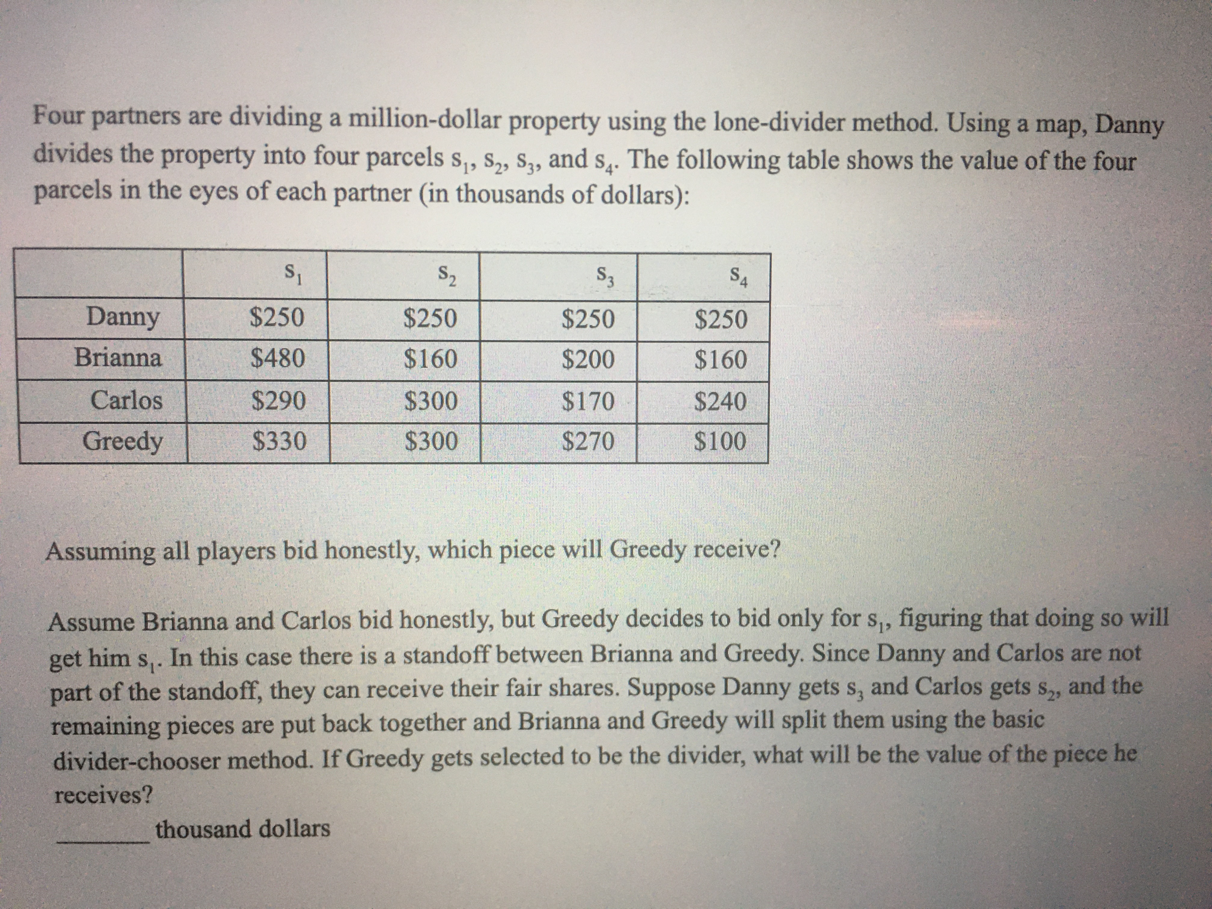 please help Four partners are dividing a