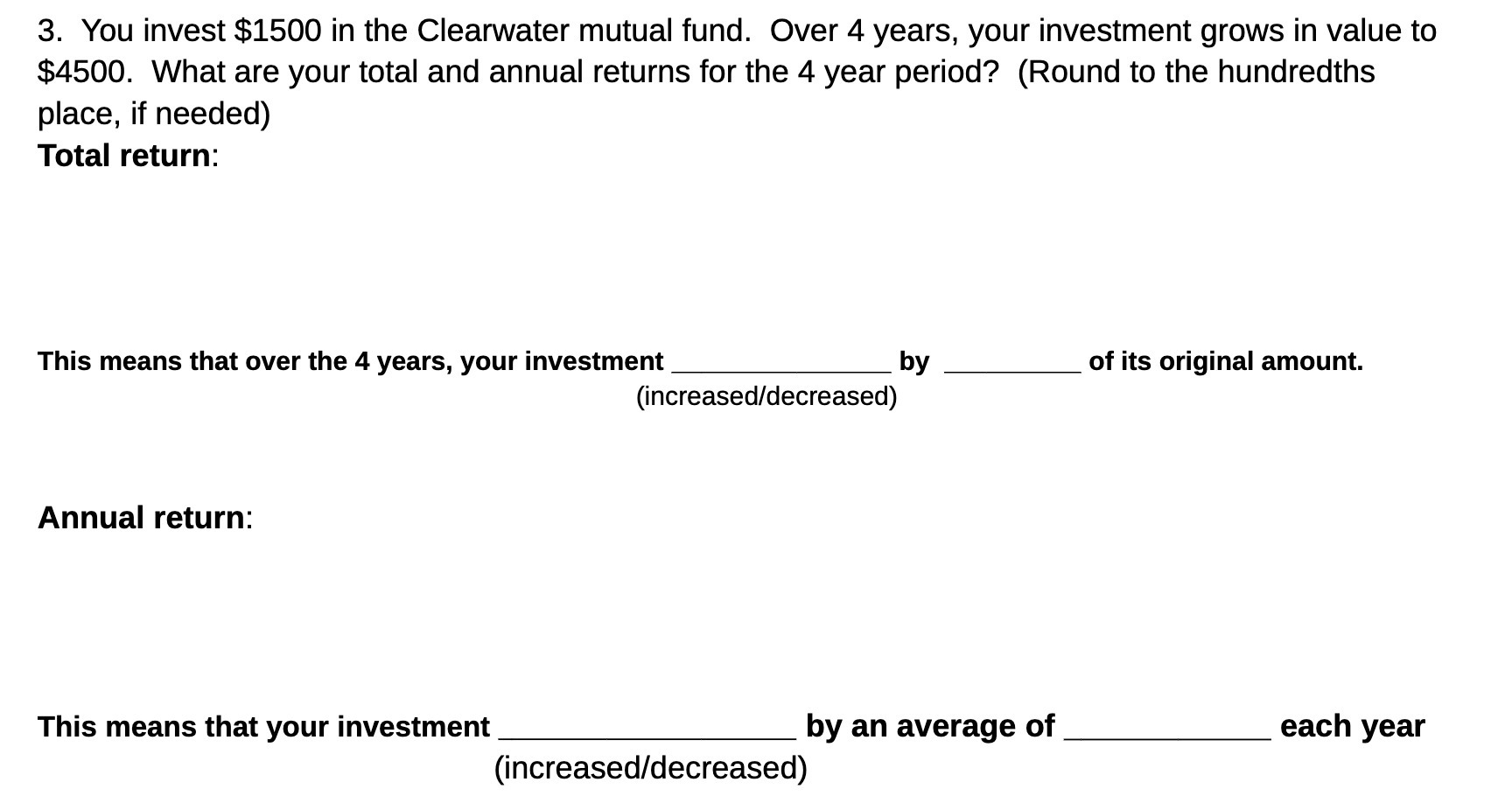 3. You invest $1500 in the Clearwater mutual