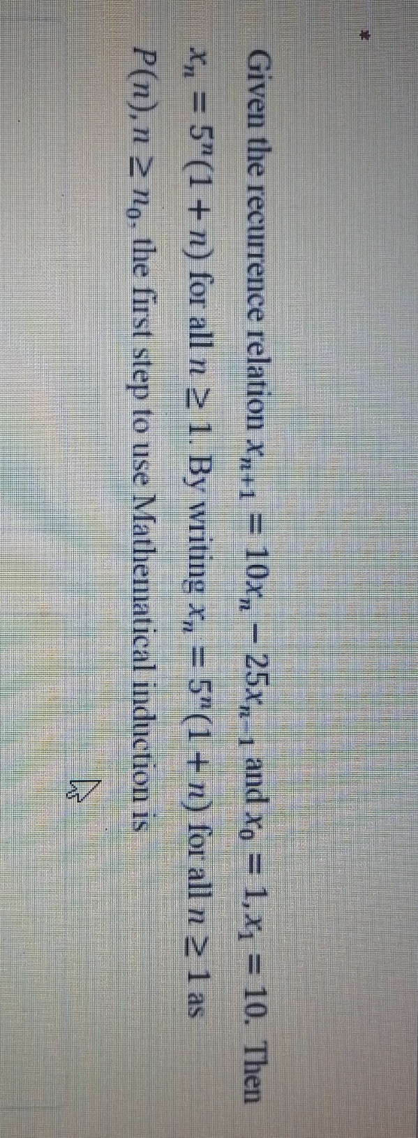 discrete analysis Given the recurrence relation