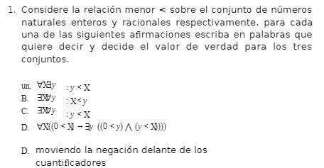 1. Considere la relacion menor < sobre el