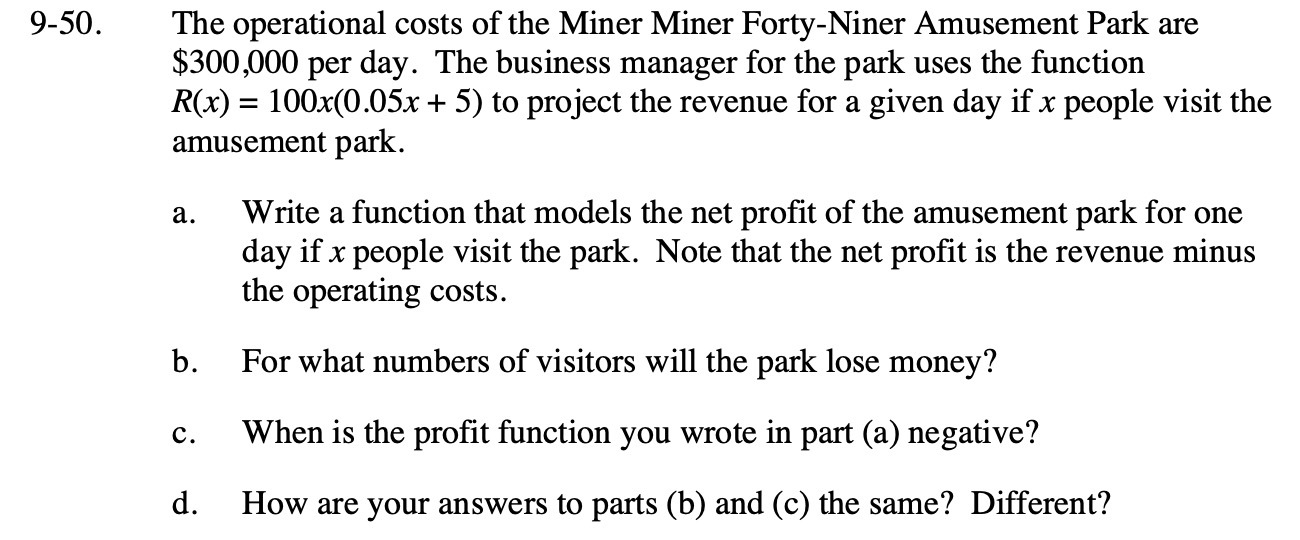 9-50. The operational costs of the Miner Miner