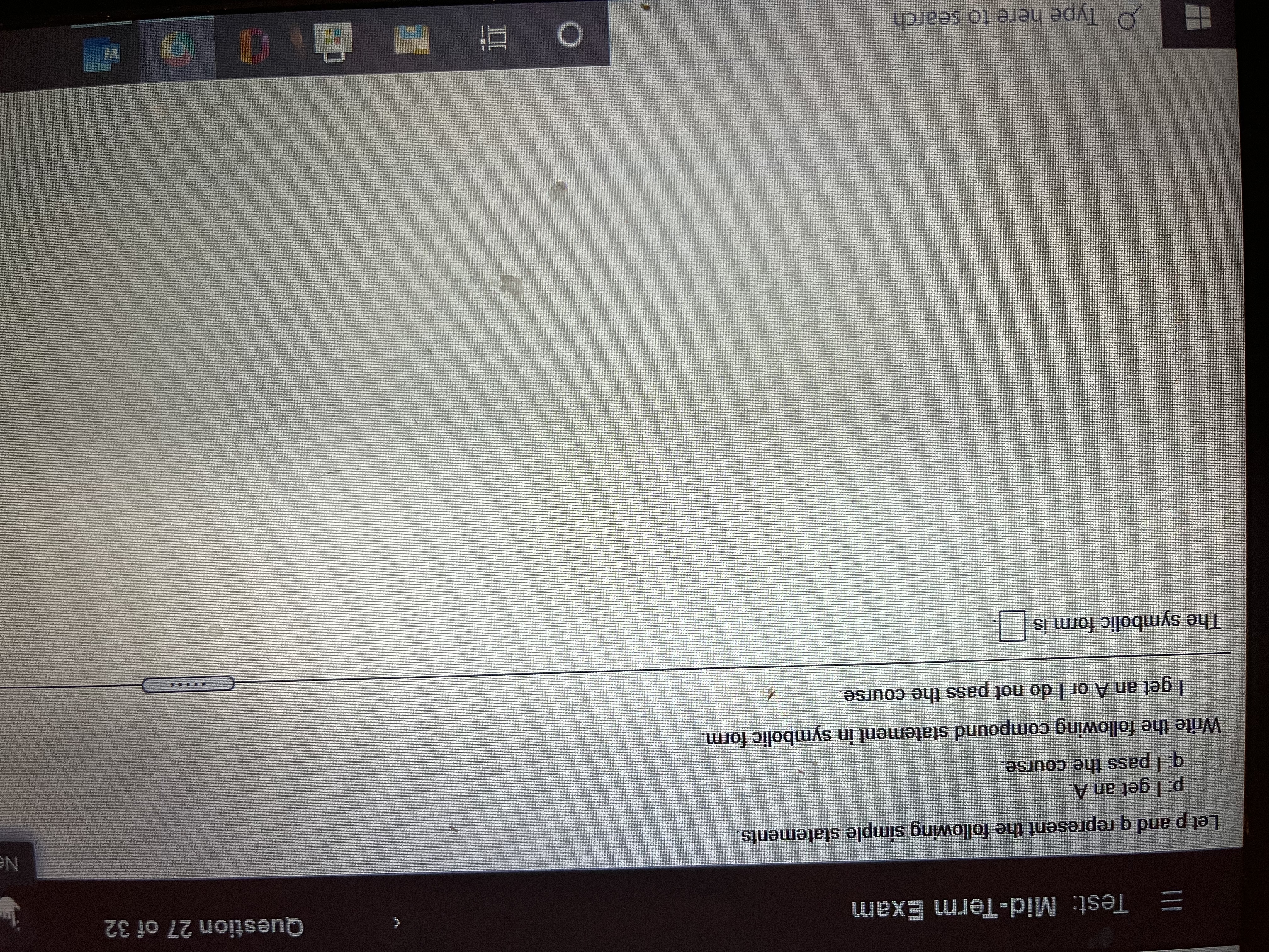 \f= Test: Mid-Term Exam Question 31 of 32 This