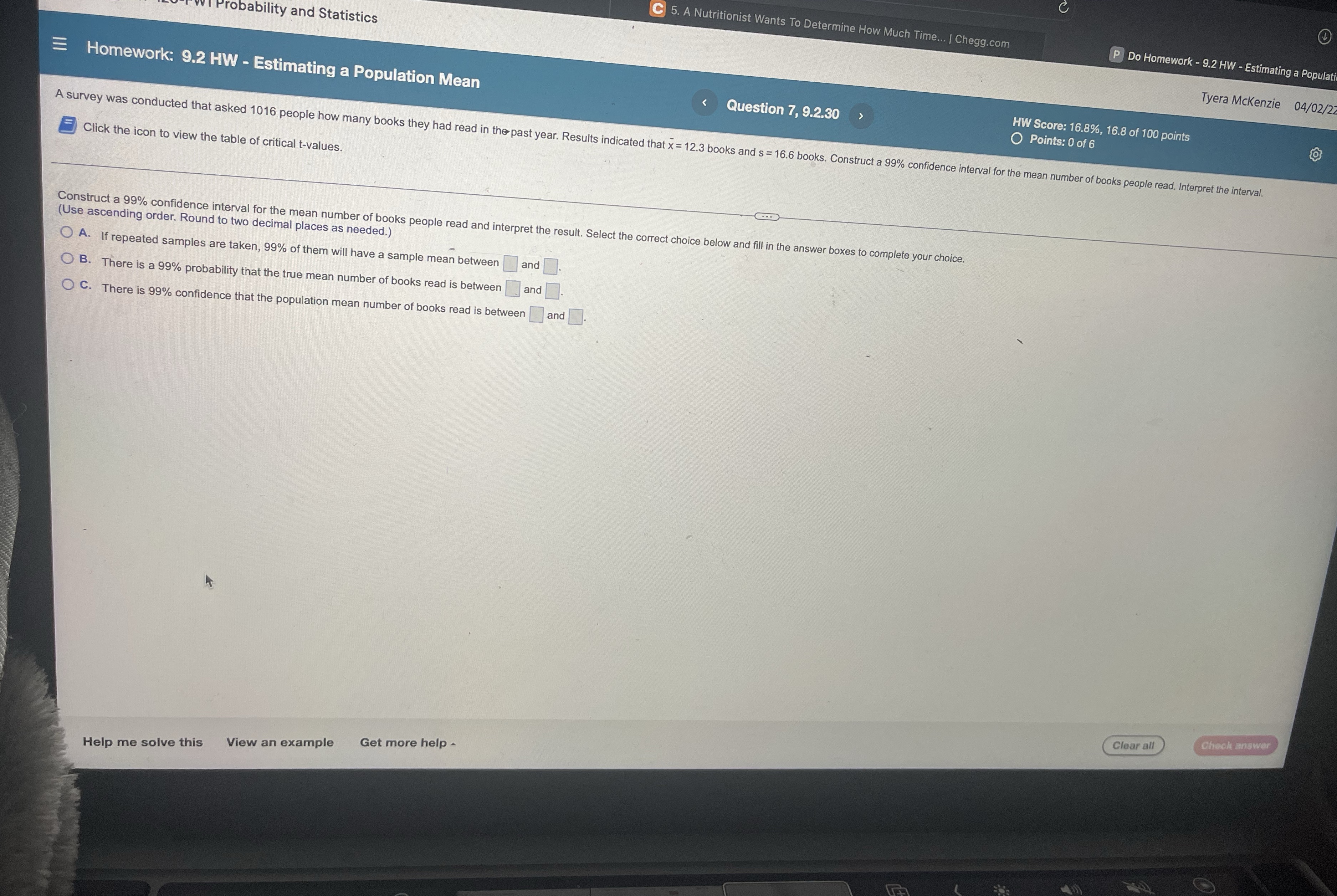 C 5. A Nutritionist Wants To Determine How Much