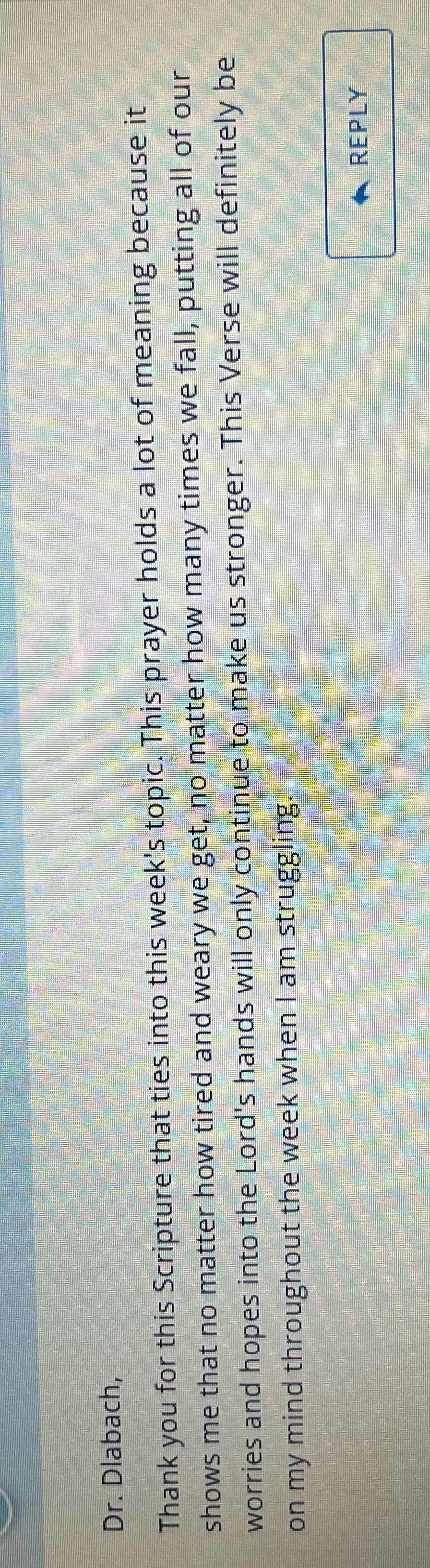 Dr. Dlabach, Thank you for this Scripture that